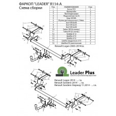 ТСУ Leader Plus для Renault Sandero / Sandero Stepway (2014 - н.в.), R114-A